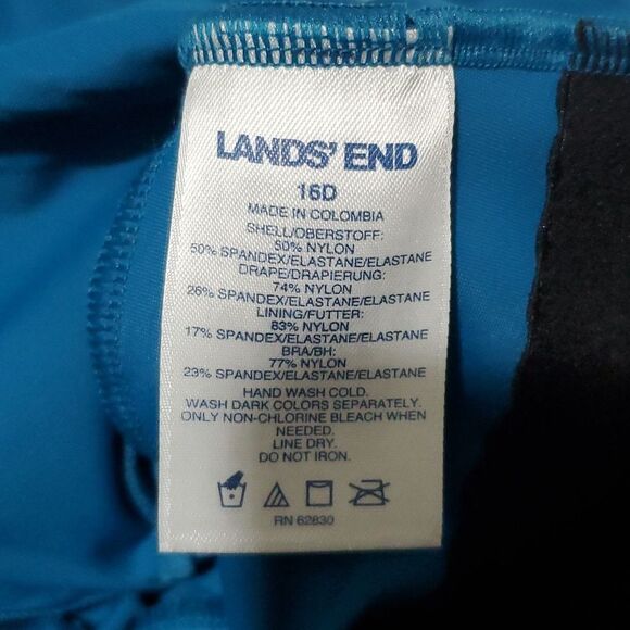 Lands' End Turquoise Grecian Wrap One Piece Swimsuit Size 18D - Picture 5 of 6
